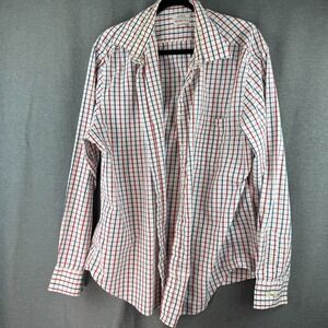 Merona Red White Blue Check Gingham Plaid‎ Button Down Shirt Mens XL Classic Fit
